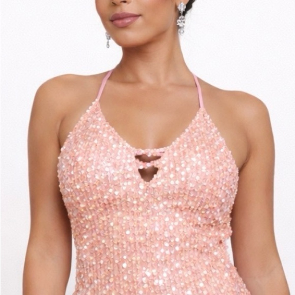 Pink Party Dress with Beads and Sequins Size: S/M